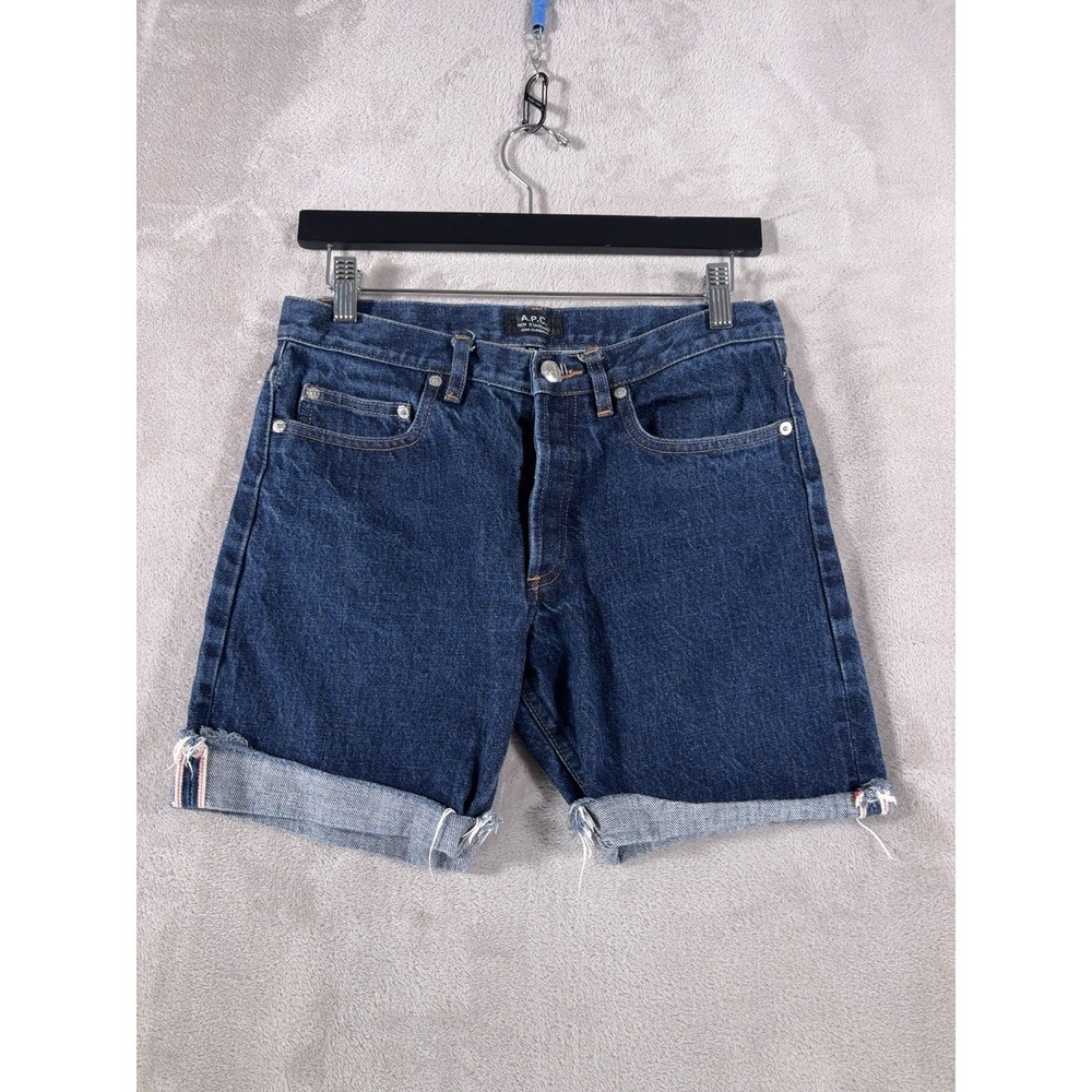 A.P.C. Denim Jean Shorts Mens 29 Blue Selvedge Cuffed Raw Hem Japanese